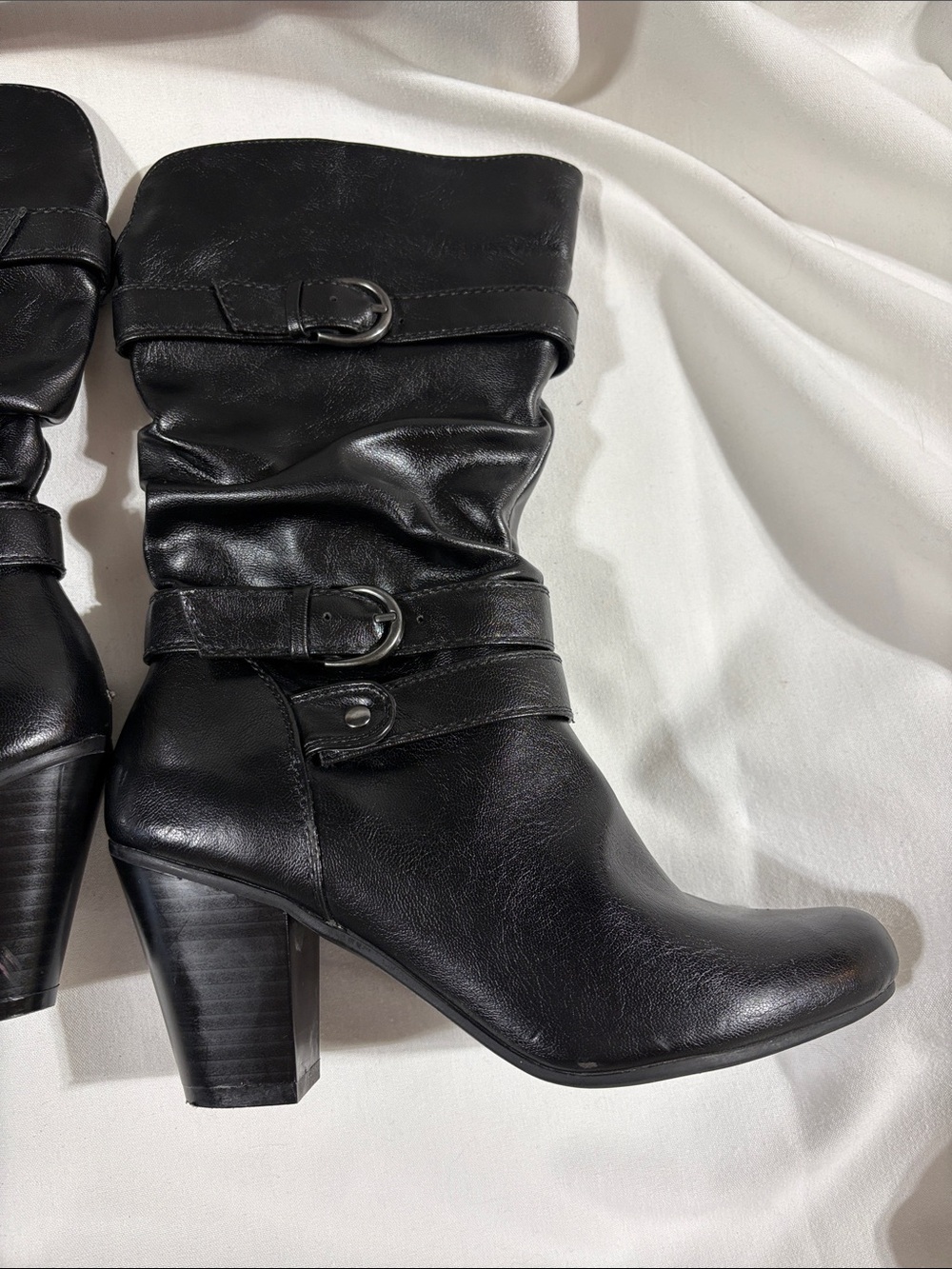 Kohl's Black Slouchy Mid-Calf Heeled Boots - Picture 3 of 11